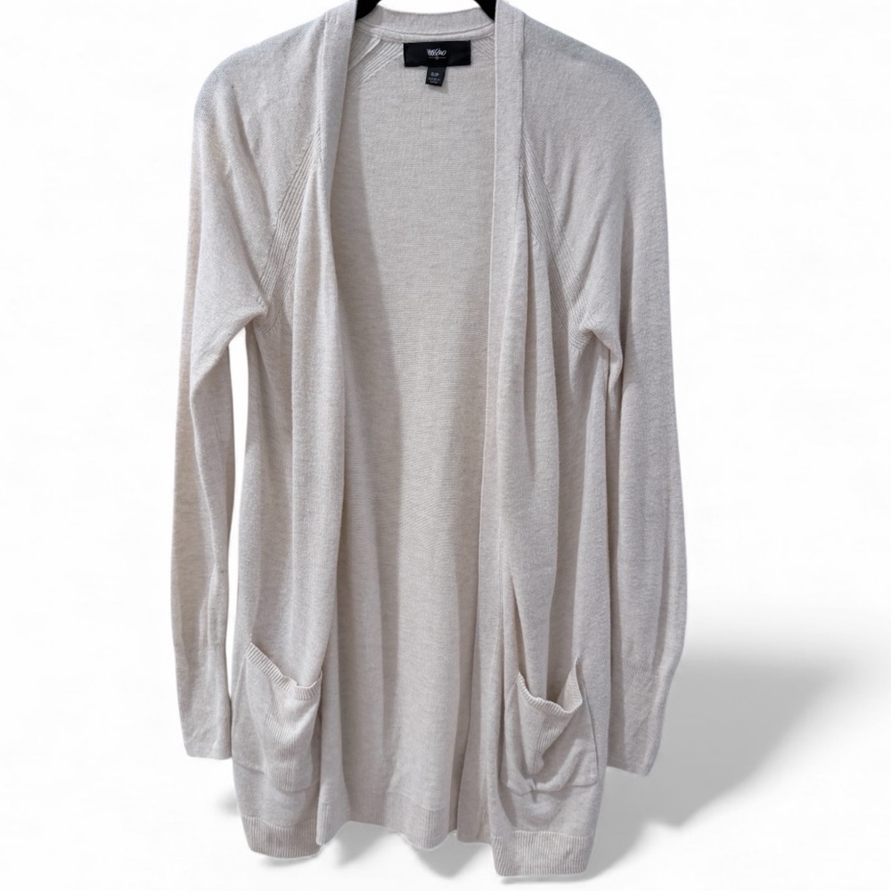 Mossimo cream beige open-front cardigan with pockets and side slits